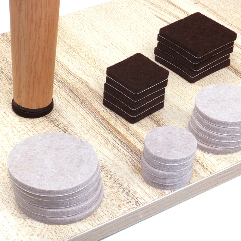 128-18Pcs Thicken 5mm Felt Chair Leg Pads Self Adhesive Furniture Mute Non-slip Anti-collision Gasket Wood Floor Protectors Mats