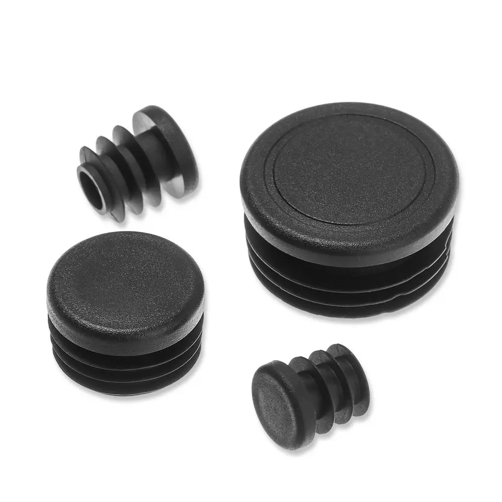 10pcs/pack Black Round Plastic Plug In Round Pipe Steel Pipe Inner Sleeve Plug Head Table Chair Foot Pad