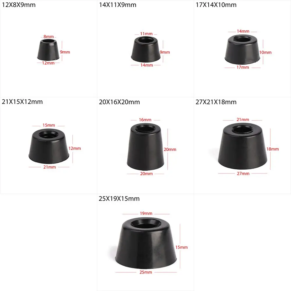 10pcs Furniture Slip Feet Black Speaker Bed Table Box Tapered Rubber Shock Protection Floor Protective Pad  Furniture Parts