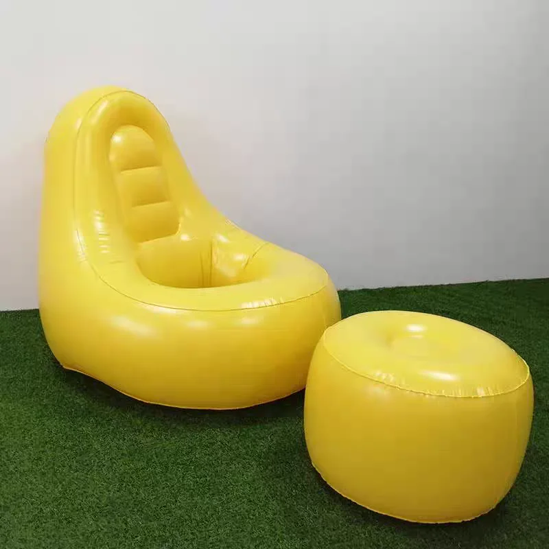 Inflatable Lounges Chair with Ottoman Blow Up Chaise Lounges Air Lazy Sofa Set Portable Inflatable Seats for Indoor & Outdoor