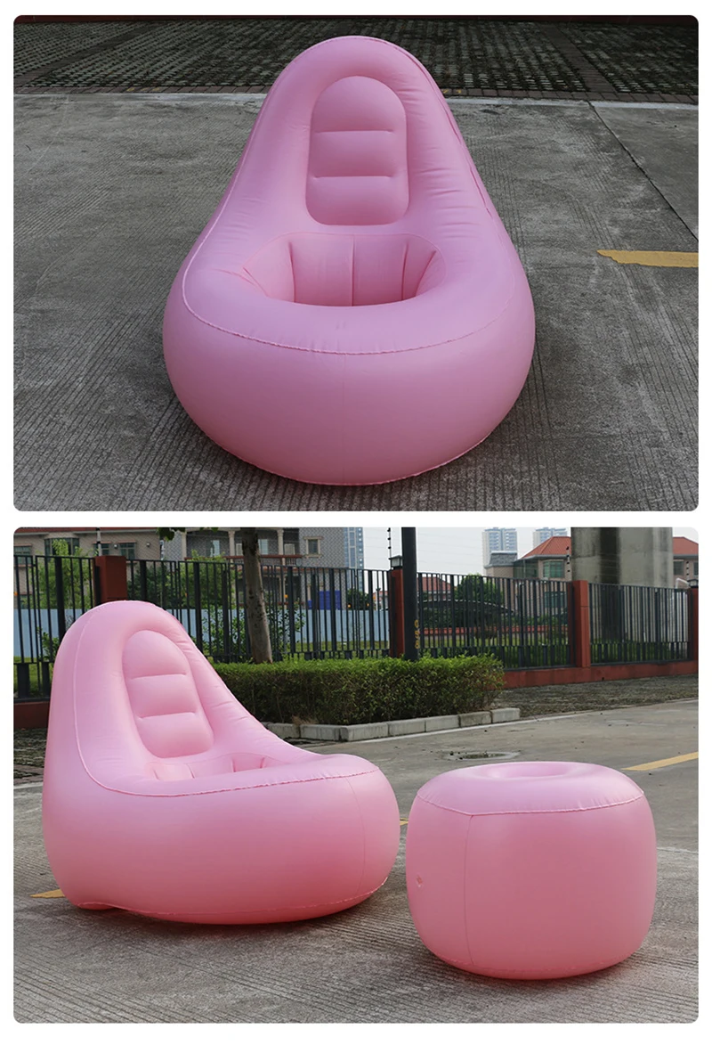 Inflatable Lounges Chair with Ottoman Blow Up Chaise Lounges Air Lazy Sofa Set Portable Inflatable Seats for Indoor & Outdoor