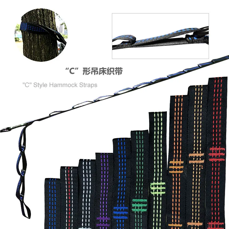 Lighten Up Hammock Tree Straps Camping Hammock Accessories with 2 Carabiner Camping Hanging Straps High Bearing