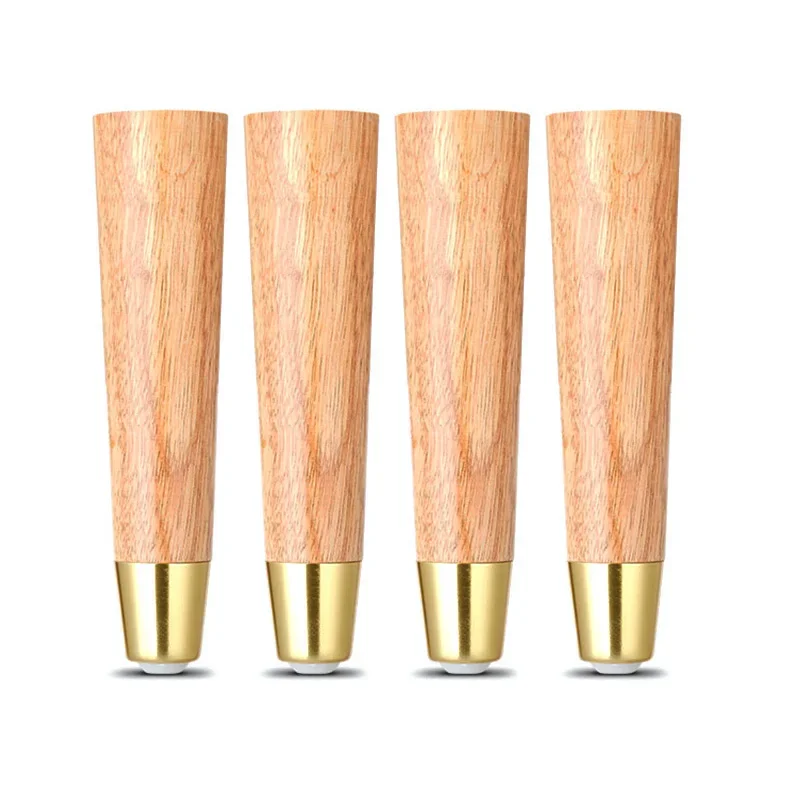 Brand New Furniture Legs ,For Cupboard Sofa Table TV Cabinet Stool Oak Feet With Pure Copper Protective Case Cone Feet Pack of 4