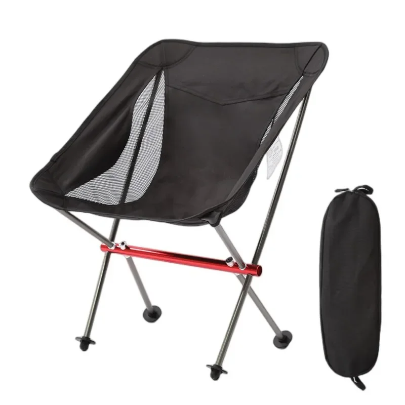 Portable Aluminum Alloy Moon Chair Outdoor Dining Camping Leisure Backrest Beach Camping Chair Foldable Handbag Fishing Chair