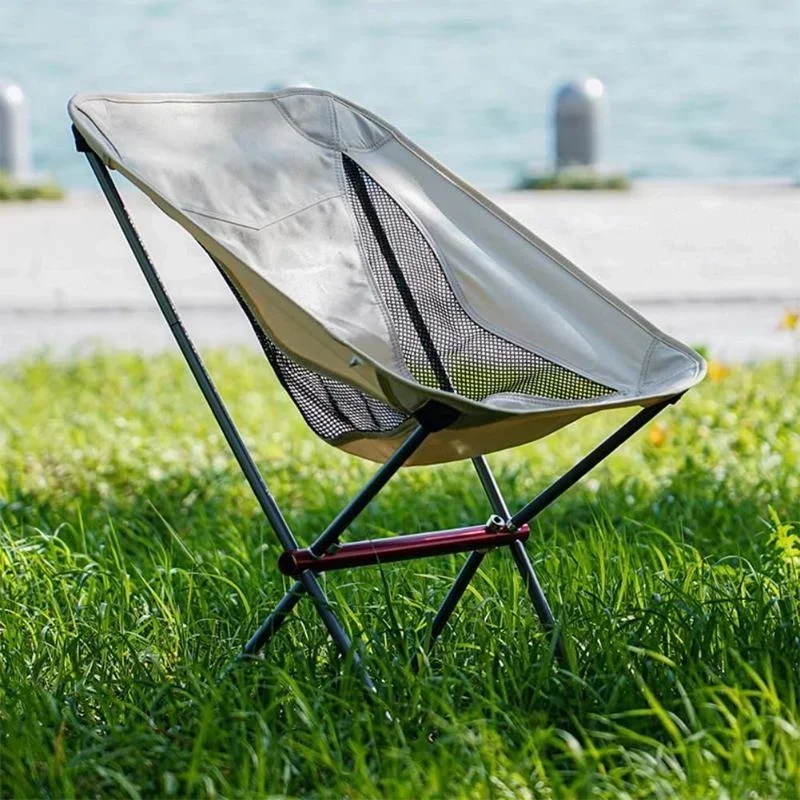 Portable Aluminum Alloy Moon Chair Outdoor Dining Camping Leisure Backrest Beach Camping Chair Foldable Handbag Fishing Chair