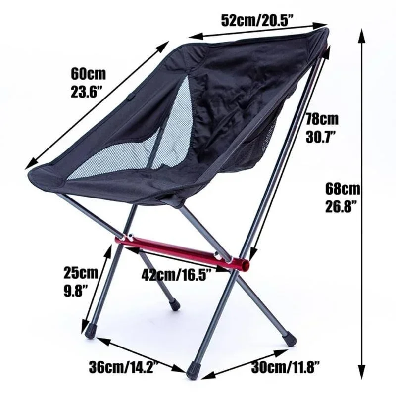 Portable Aluminum Alloy Moon Chair Outdoor Dining Camping Leisure Backrest Beach Camping Chair Foldable Handbag Fishing Chair