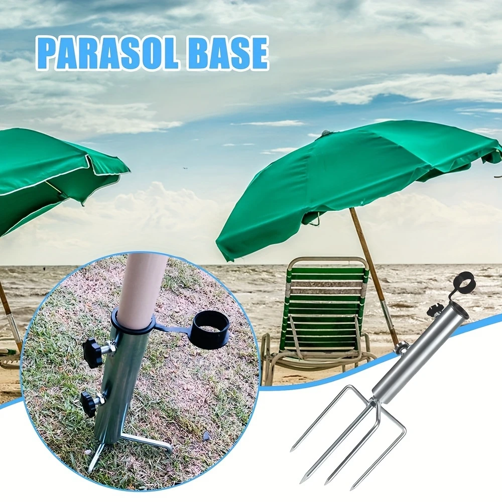 1pcs Umbrella Base 4 Pointed Tips Outdoor Umbrella Detachable Portable Sunshade Ground Anchor Pole Diameter Less Than 1.37 Inch
