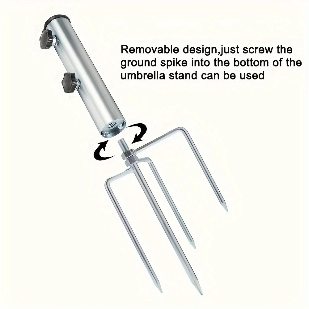 1pcs Umbrella Base 4 Pointed Tips Outdoor Umbrella Detachable Portable Sunshade Ground Anchor Pole Diameter Less Than 1.37 Inch