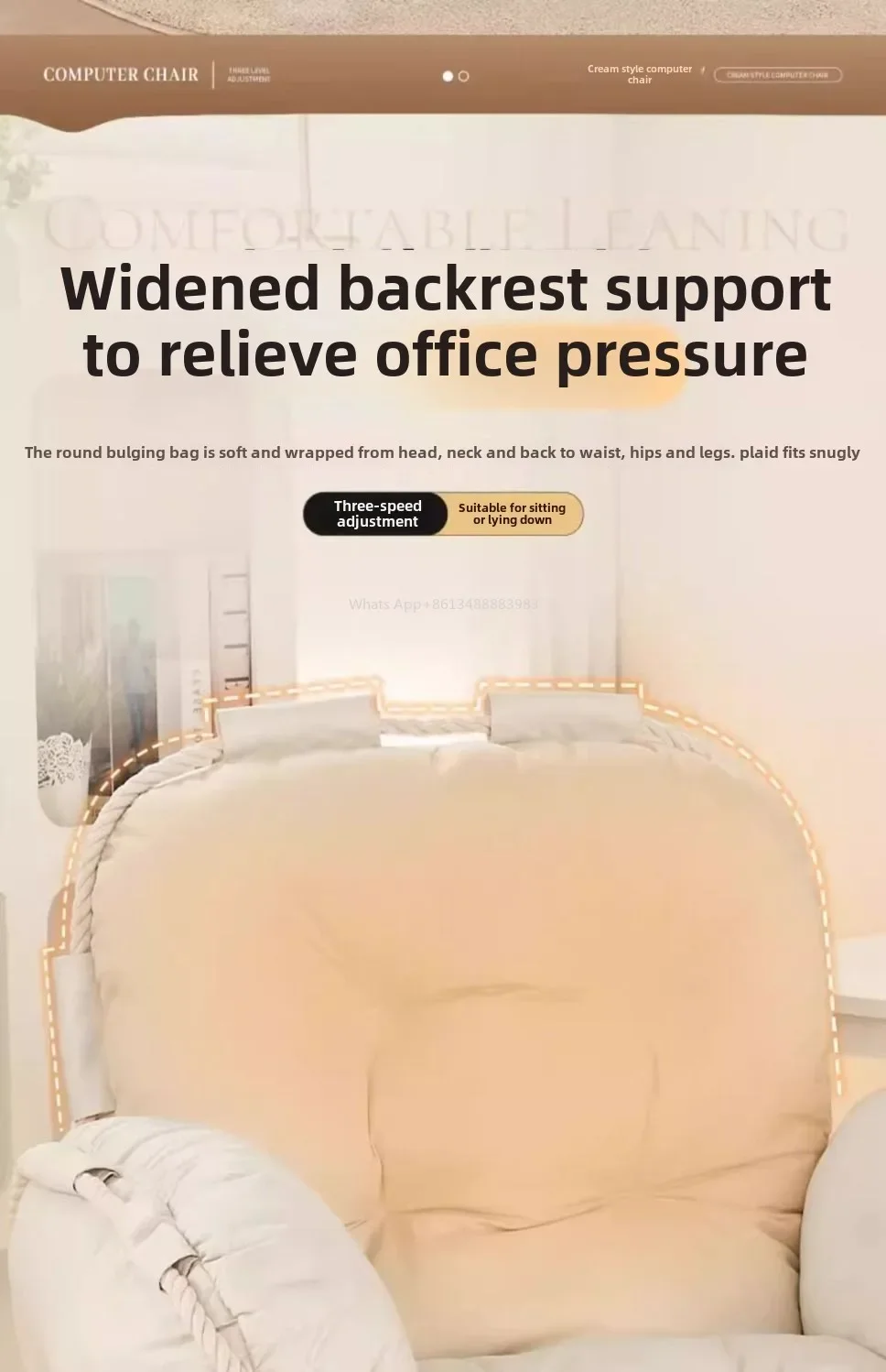 Furniture Computer Chair Comfortable Sedentary Home Lazy Sofa Chair Desk Office Backrest Reclining Bedroom E-sports, Live B