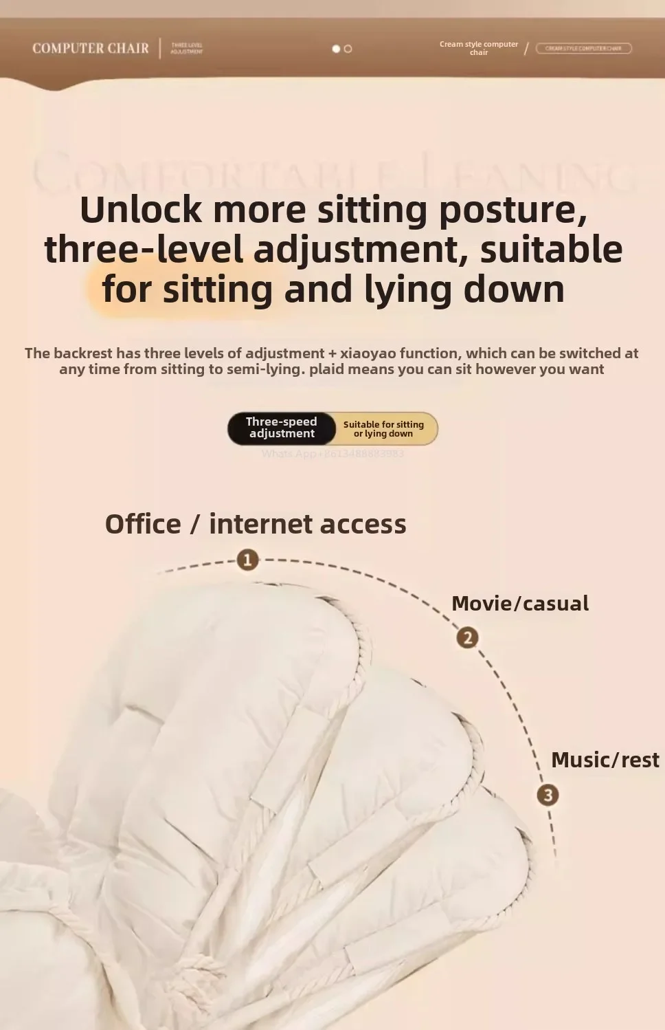 Furniture Computer Chair Comfortable Sedentary Home Lazy Sofa Chair Desk Office Backrest Reclining Bedroom E-sports, Live B