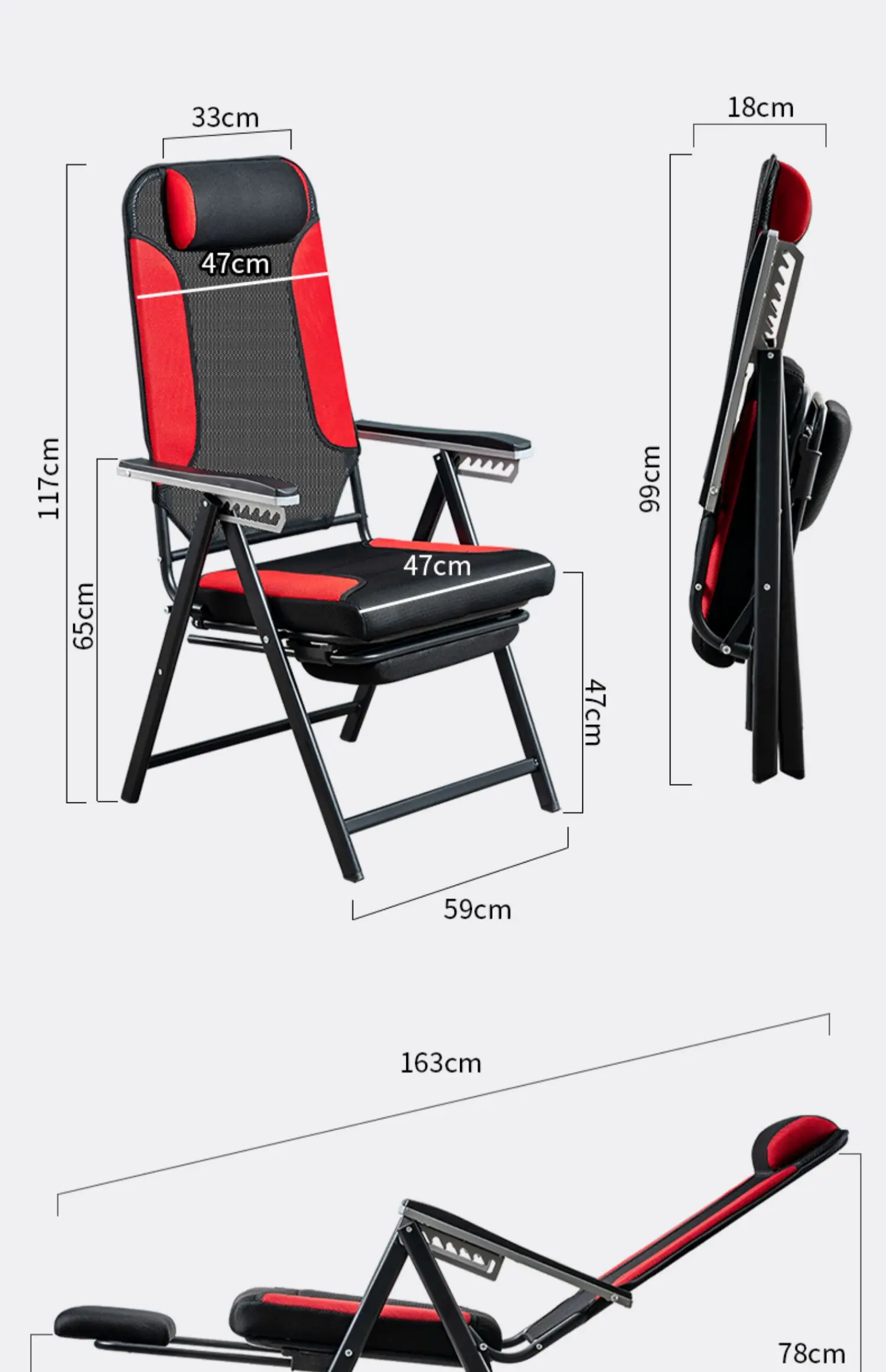 Ergonomic Office Gaming Chair Reclining Computer Desk Chair with Support Foldable Task Chair for Home Office Chaise Lounge