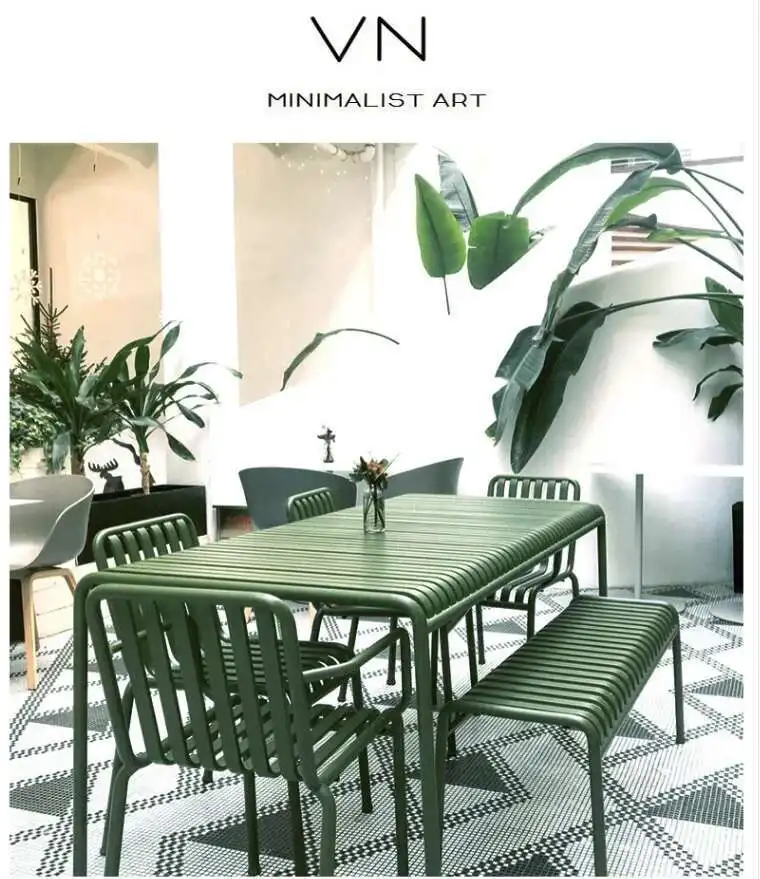 Modern Simple Courtyard Outdoor Tables and Chairs Milk Tea Shop Cafe Wrought Iron Color Outdoor Tables and Leisure Beach Chairs