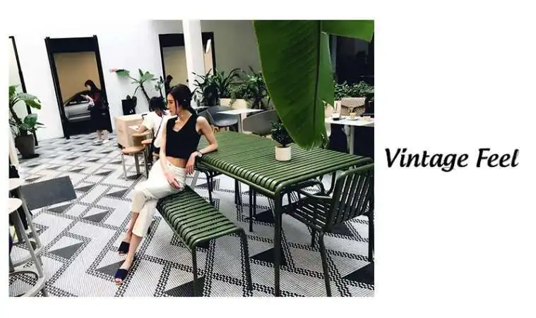 Modern Simple Courtyard Outdoor Tables and Chairs Milk Tea Shop Cafe Wrought Iron Color Outdoor Tables and Leisure Beach Chairs