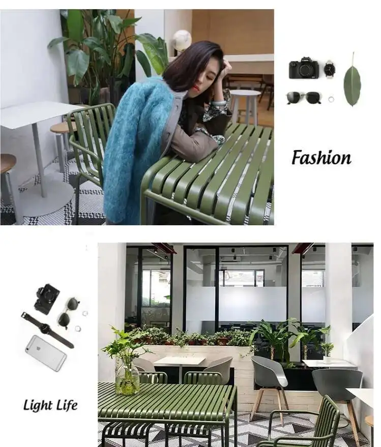 Modern Simple Courtyard Outdoor Tables and Chairs Milk Tea Shop Cafe Wrought Iron Color Outdoor Tables and Leisure Beach Chairs