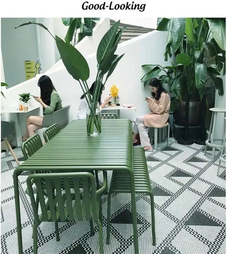 Modern Simple Courtyard Outdoor Tables and Chairs Milk Tea Shop Cafe Wrought Iron Color Outdoor Tables and Leisure Beach Chairs