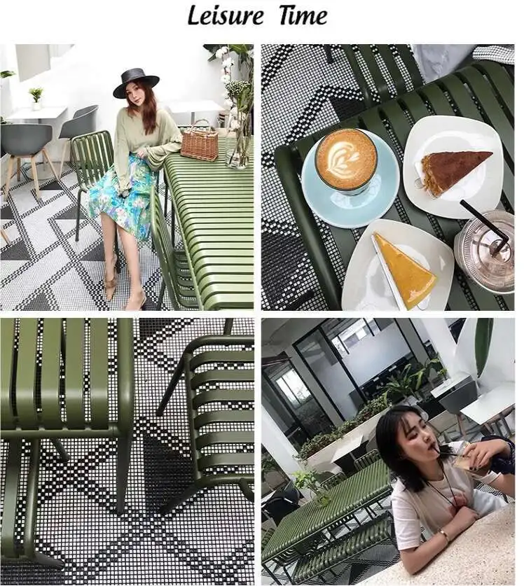 Modern Simple Courtyard Outdoor Tables and Chairs Milk Tea Shop Cafe Wrought Iron Color Outdoor Tables and Leisure Beach Chairs