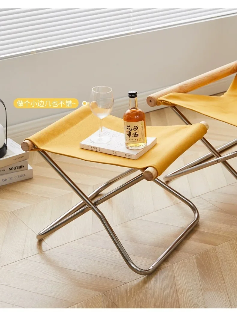 Japanese Simple Canvas Sofa Chaise Longue Japanese Balcony Household Lazy Outdoor Leisure Beach Chair Folding Chair