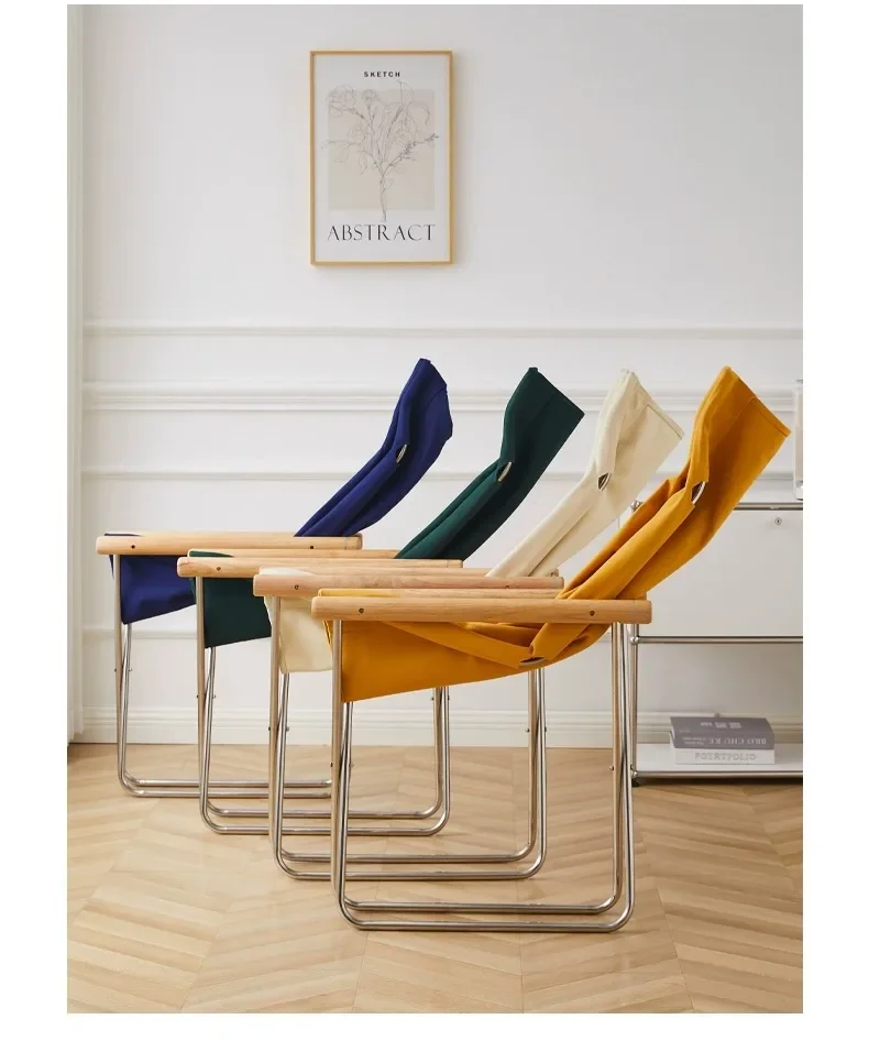 Japanese Simple Canvas Sofa Chaise Longue Japanese Balcony Household Lazy Outdoor Leisure Beach Chair Folding Chair