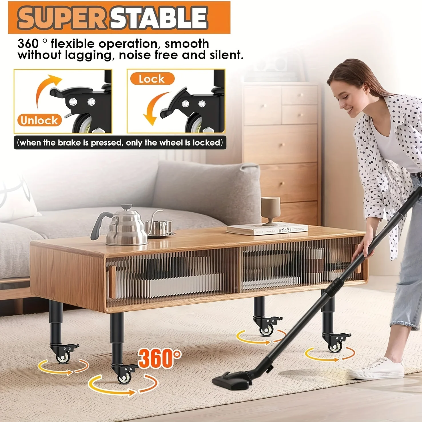 4pcs Metal Extendable Furniture Legs with Casters, Table Legs,with Heavy-Duty Replacement for Cabinets, Sofas, Desks, Dressers