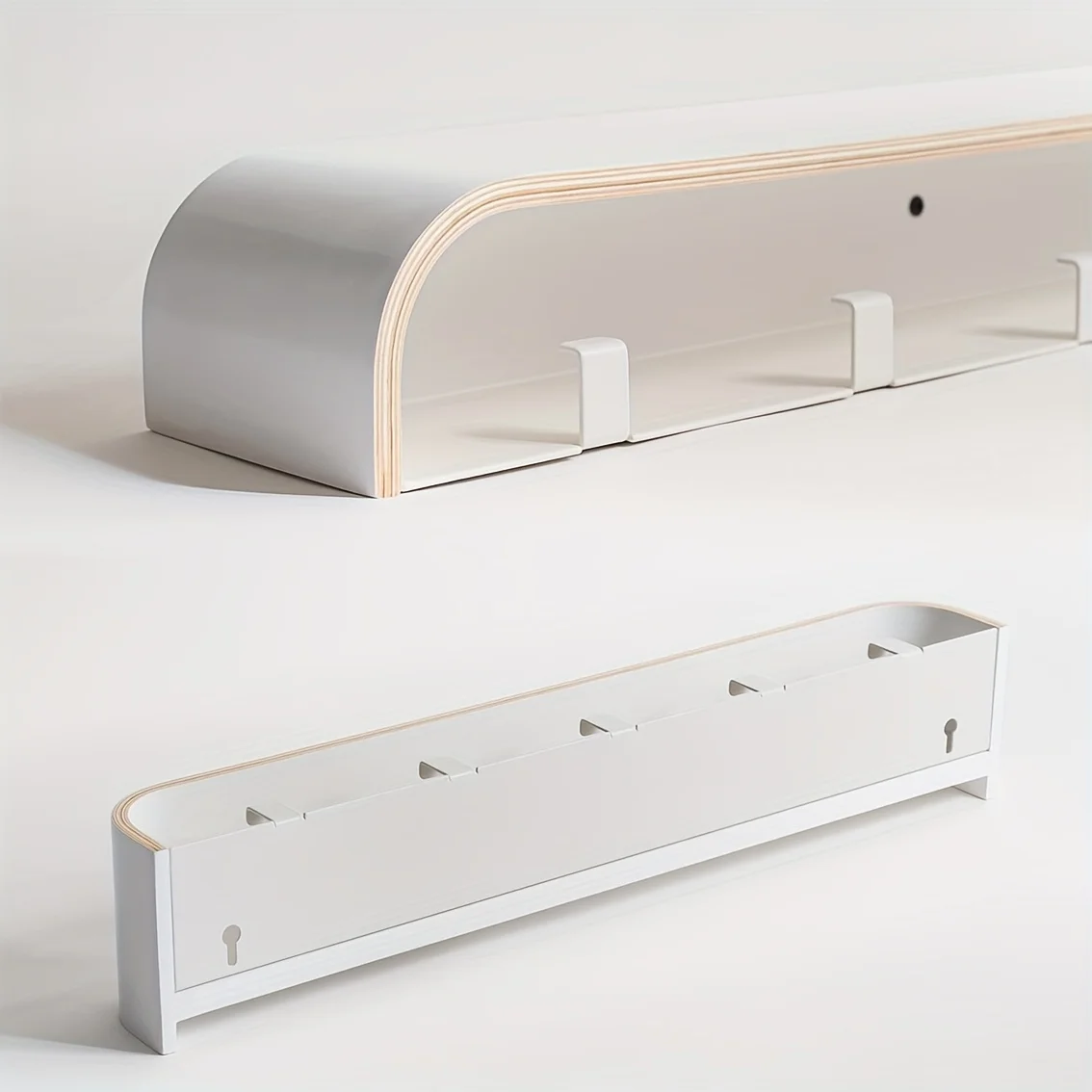 Modern Wall Coat Rack with Hidden Hooks & Shelf. Space-Saving, Solid Wood & Iron. For Entryway, Hallway. Easy Assembly.