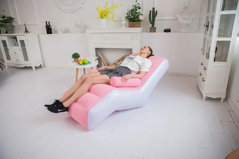 1Pc Inflatable Lazy Sofa Home Leisure Fashion Comfortable Inflatable Air Sleeping Bed Indoor Collapsible Bed Leisure Sofa