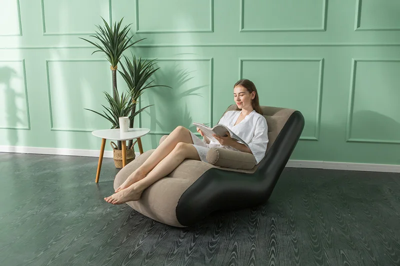 1Pc Inflatable Lazy Sofa Home Leisure Fashion Comfortable Inflatable Air Sleeping Bed Indoor Collapsible Bed Leisure Sofa