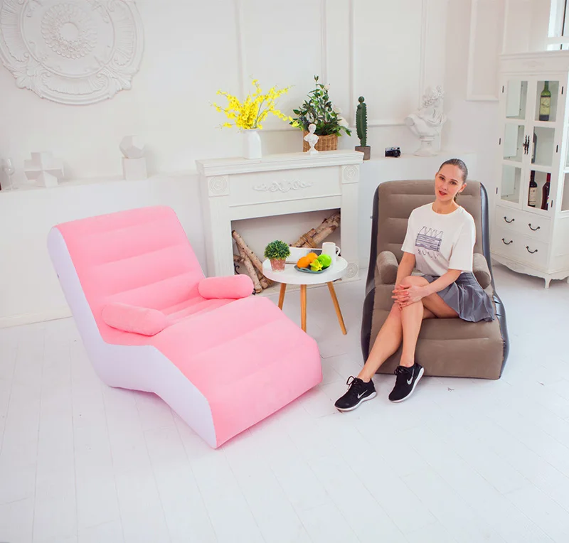 1Pc Inflatable Lazy Sofa Home Leisure Fashion Comfortable Inflatable Air Sleeping Bed Indoor Collapsible Bed Leisure Sofa
