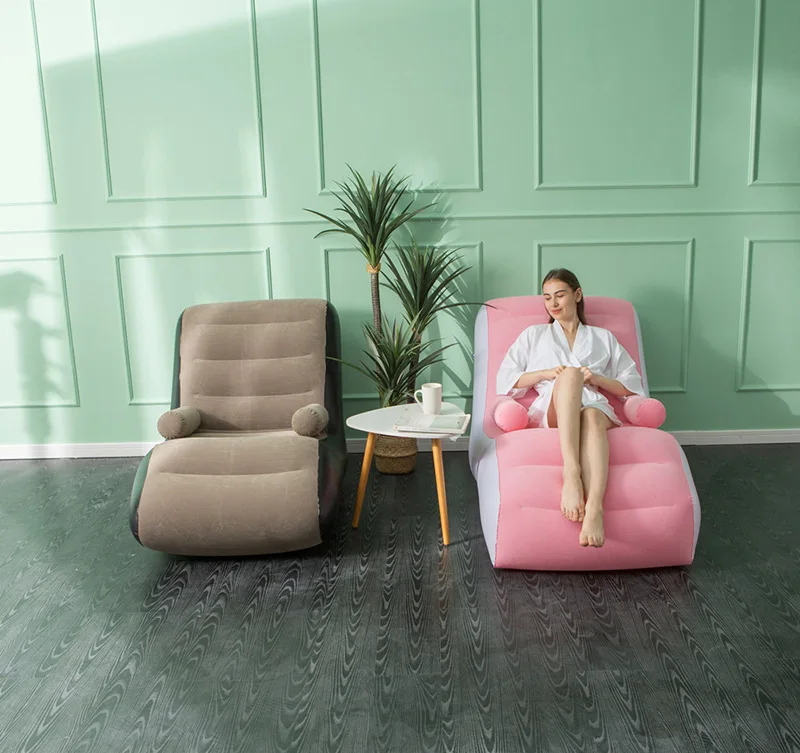 1Pc Inflatable Lazy Sofa Home Leisure Fashion Comfortable Inflatable Air Sleeping Bed Indoor Collapsible Bed Leisure Sofa