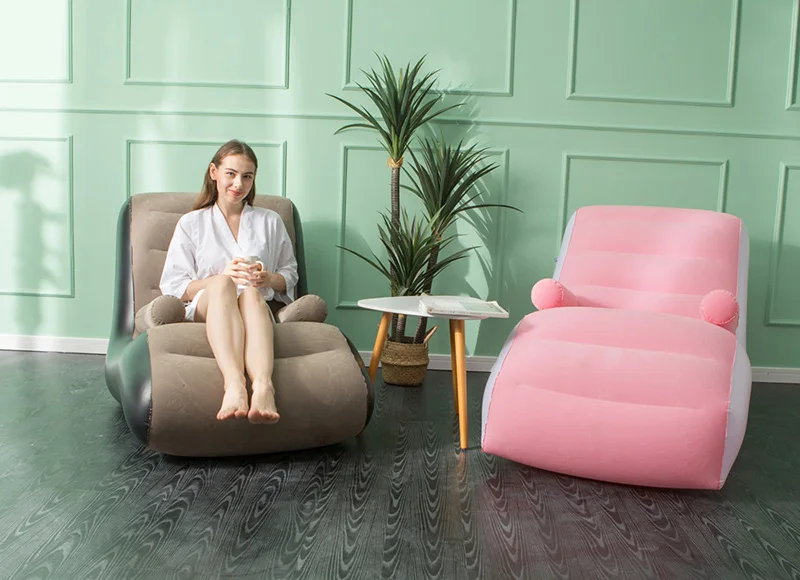 1Pc Inflatable Lazy Sofa Home Leisure Fashion Comfortable Inflatable Air Sleeping Bed Indoor Collapsible Bed Leisure Sofa