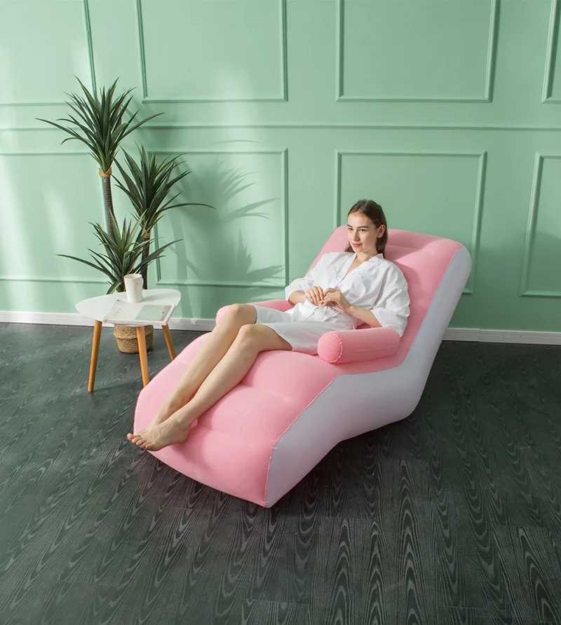 1Pc Inflatable Lazy Sofa Home Leisure Fashion Comfortable Inflatable Air Sleeping Bed Indoor Collapsible Bed Leisure Sofa
