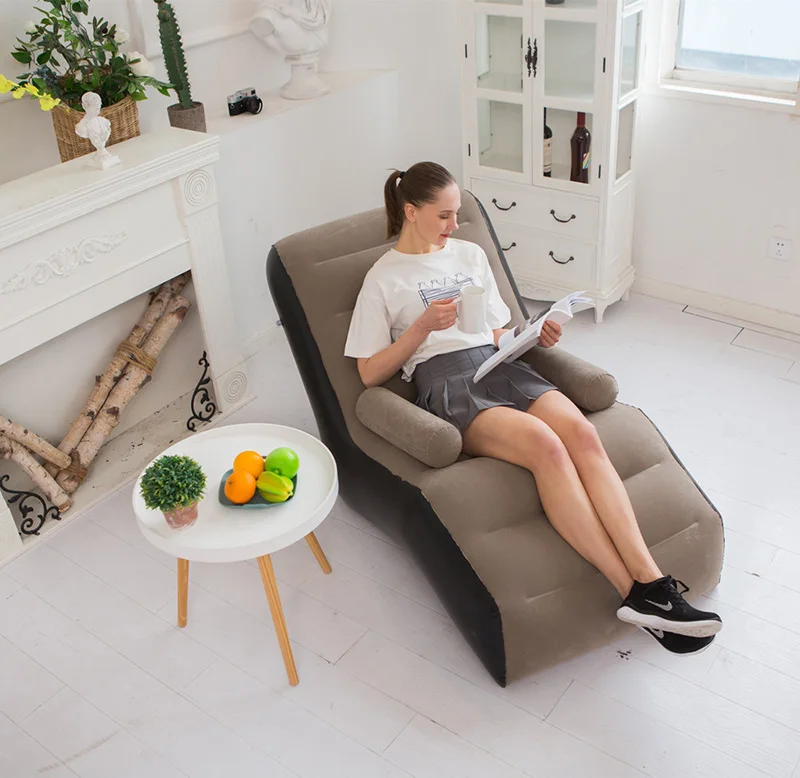 1Pc Inflatable Lazy Sofa Home Leisure Fashion Comfortable Inflatable Air Sleeping Bed Indoor Collapsible Bed Leisure Sofa