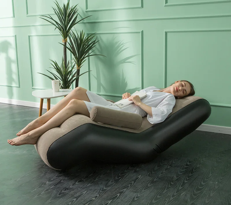 1Pc Inflatable Lazy Sofa Home Leisure Fashion Comfortable Inflatable Air Sleeping Bed Indoor Collapsible Bed Leisure Sofa