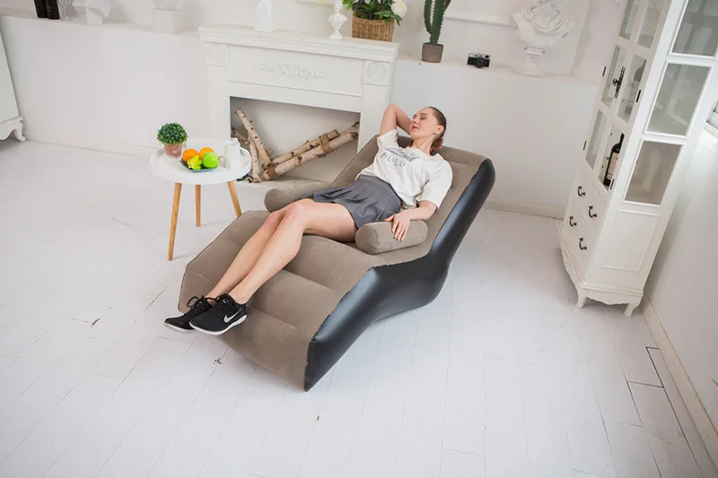 1Pc Inflatable Lazy Sofa Home Leisure Fashion Comfortable Inflatable Air Sleeping Bed Indoor Collapsible Bed Leisure Sofa