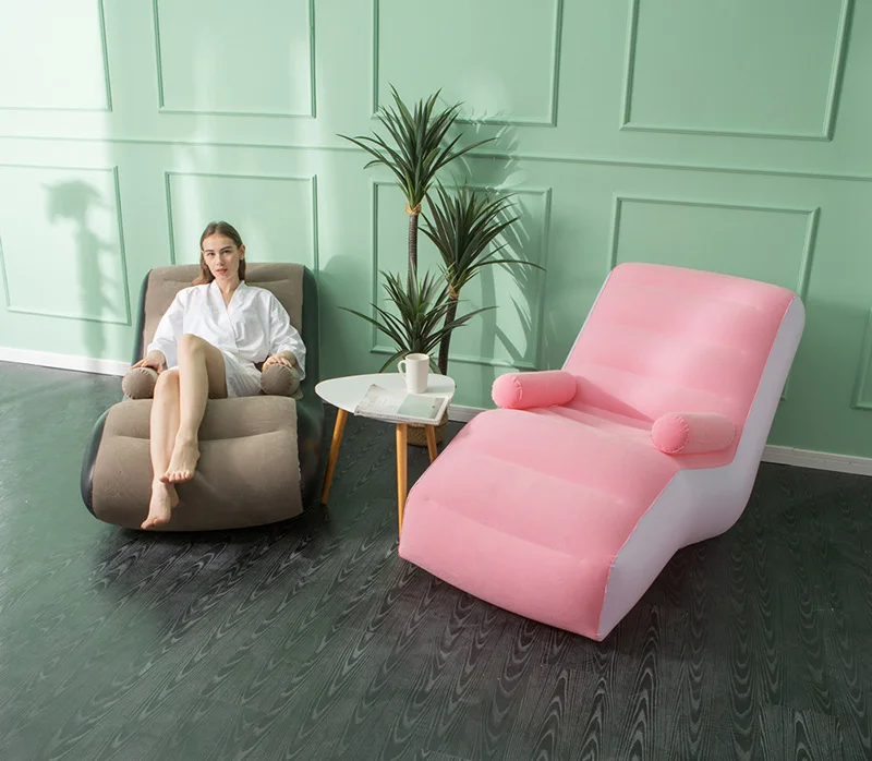 1Pc Inflatable Lazy Sofa Home Leisure Fashion Comfortable Inflatable Air Sleeping Bed Indoor Collapsible Bed Leisure Sofa