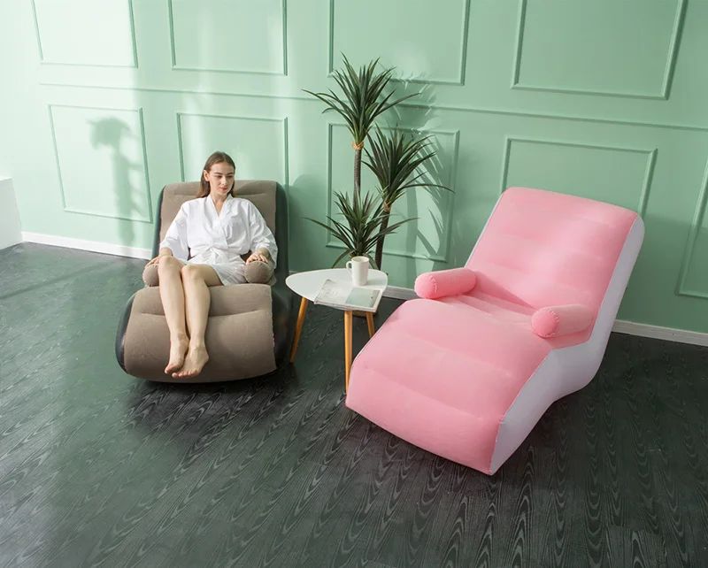 1Pc Inflatable Lazy Sofa Home Leisure Fashion Comfortable Inflatable Air Sleeping Bed Indoor Collapsible Bed Leisure Sofa