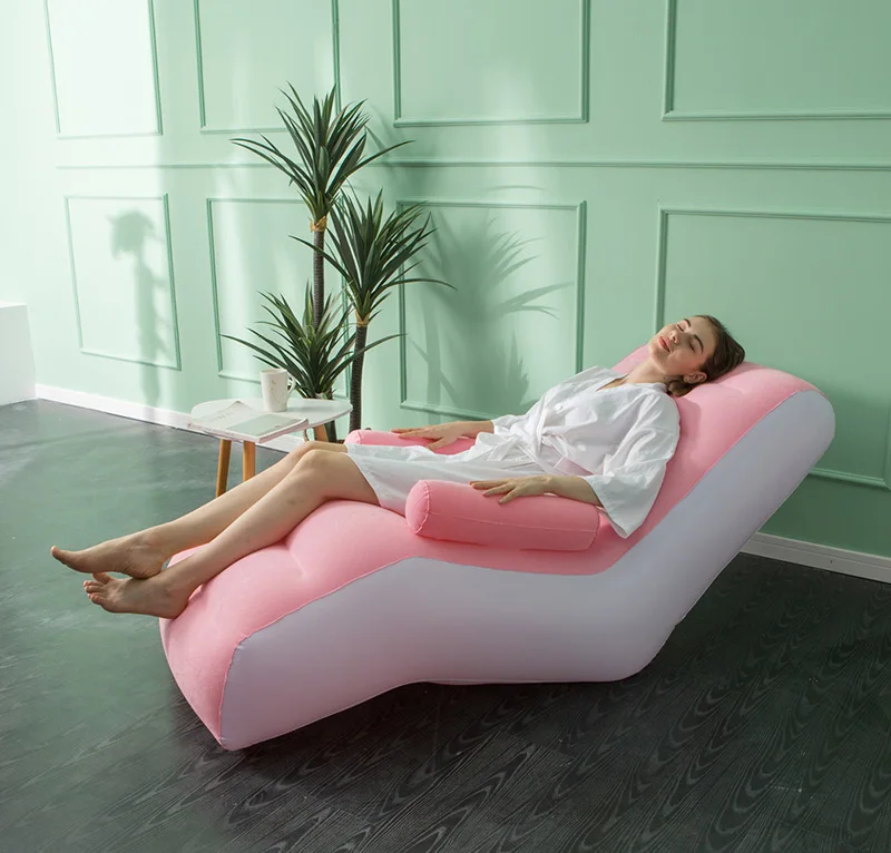 1Pc Inflatable Lazy Sofa Home Leisure Fashion Comfortable Inflatable Air Sleeping Bed Indoor Collapsible Bed Leisure Sofa