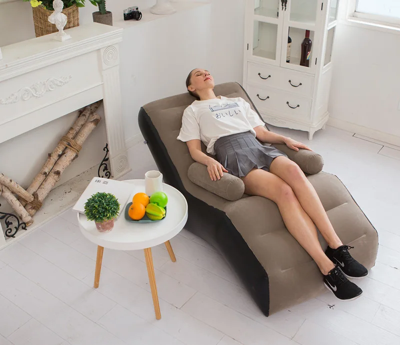 1Pc Inflatable Lazy Sofa Home Leisure Fashion Comfortable Inflatable Air Sleeping Bed Indoor Collapsible Bed Leisure Sofa