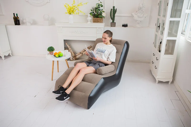 1Pc Inflatable Lazy Sofa Home Leisure Fashion Comfortable Inflatable Air Sleeping Bed Indoor Collapsible Bed Leisure Sofa