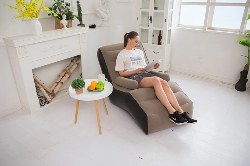 1Pc Inflatable Lazy Sofa Home Leisure Fashion Comfortable Inflatable Air Sleeping Bed Indoor Collapsible Bed Leisure Sofa