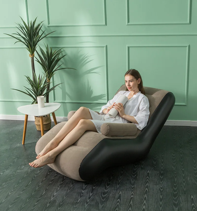 1Pc Inflatable Lazy Sofa Home Leisure Fashion Comfortable Inflatable Air Sleeping Bed Indoor Collapsible Bed Leisure Sofa
