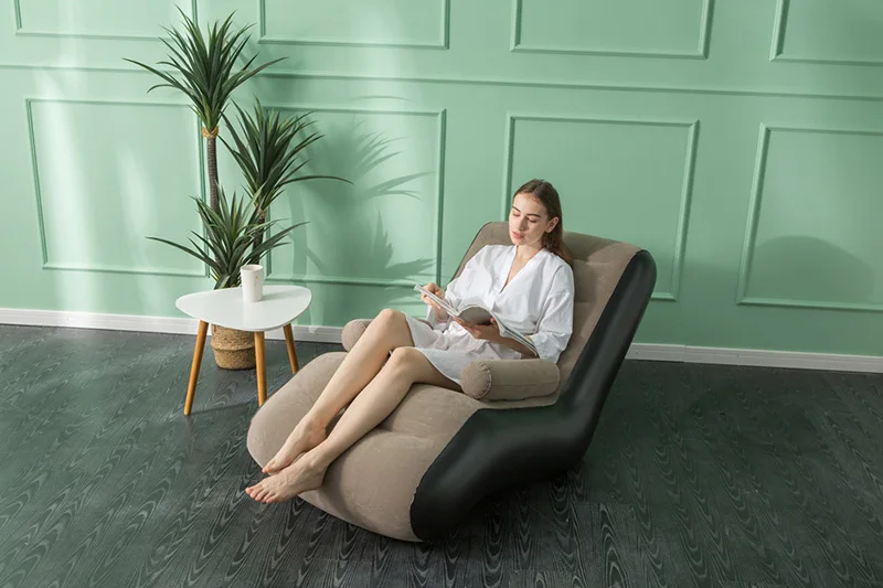 1Pc Inflatable Lazy Sofa Home Leisure Fashion Comfortable Inflatable Air Sleeping Bed Indoor Collapsible Bed Leisure Sofa