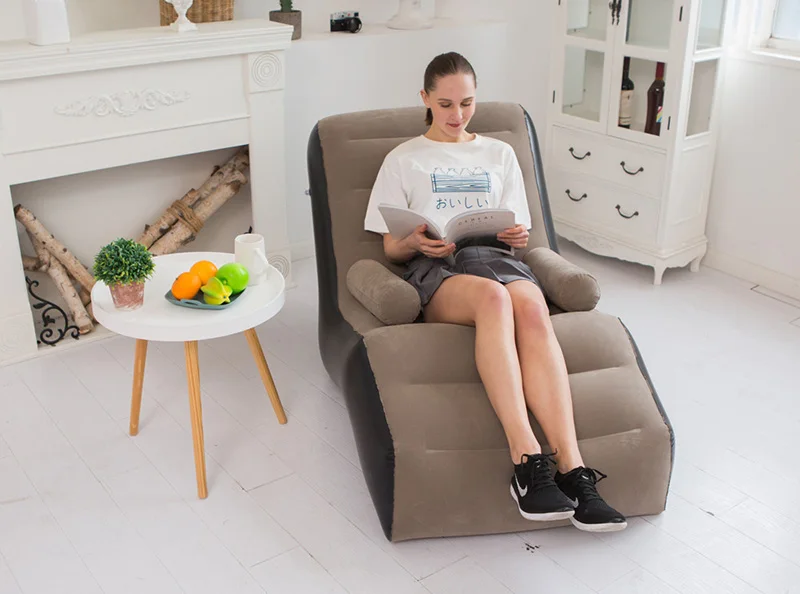 1Pc Inflatable Lazy Sofa Home Leisure Fashion Comfortable Inflatable Air Sleeping Bed Indoor Collapsible Bed Leisure Sofa