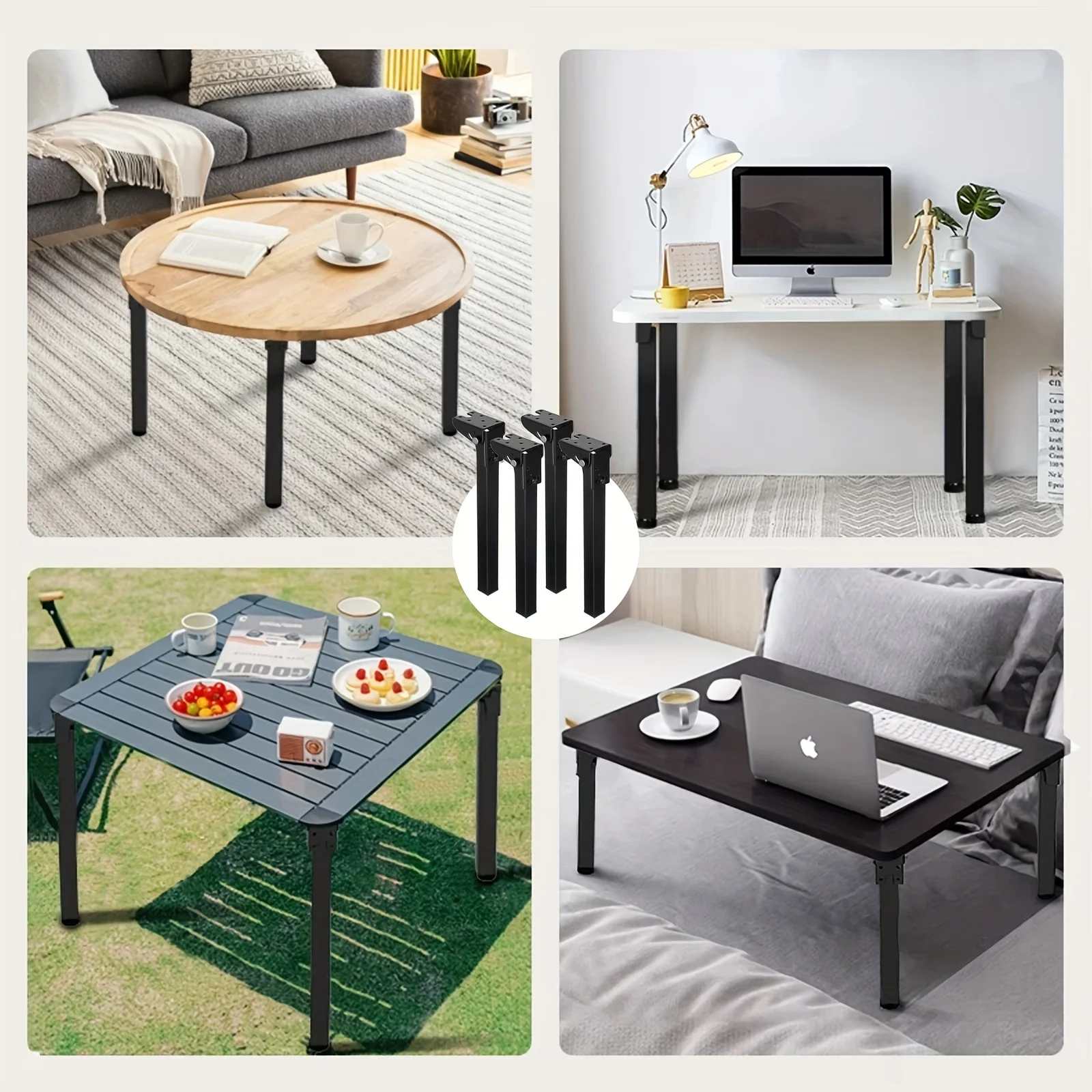 4 PCS heavy-duty metal folding table legs - a multifunctional replacement accessory suitable for laptops, coffee tables