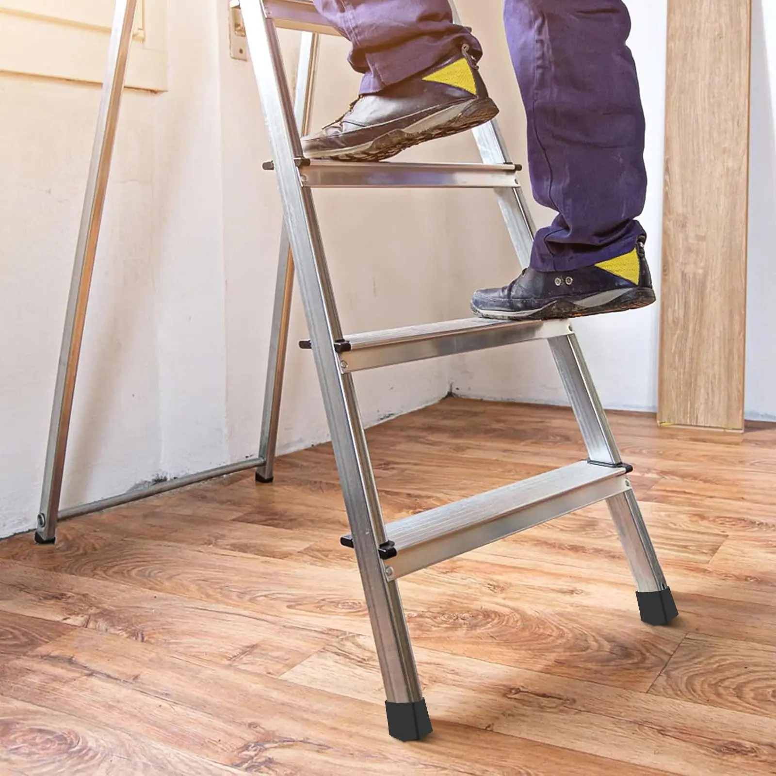2 Pcs Ladder Feet Rubber Covers Non-slip Foot Pads 2x4cm Black Protective Caps for Metal Stairs Thick Wear-resistant