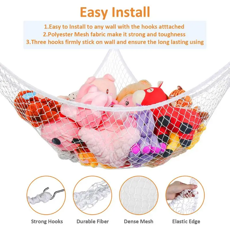 S/M/L Cute Children Bedroom Toys Hammock Net Stuffed Animals Toys Hammock Net Organize Storage Mesh Holder swing Storage Boxes