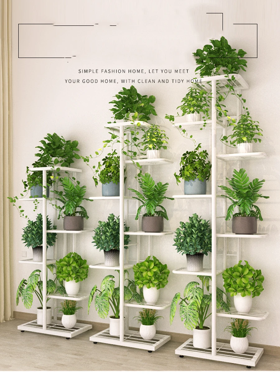 Bluesdeer Iron Flower Stand Pots Tray Plant Shelves Planter Display Rack Storage Holder Shelf Home Balcony Garden Decoration