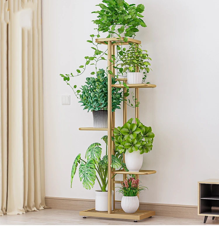 Bluesdeer Iron Flower Stand Pots Tray Plant Shelves Planter Display Rack Storage Holder Shelf Home Balcony Garden Decoration