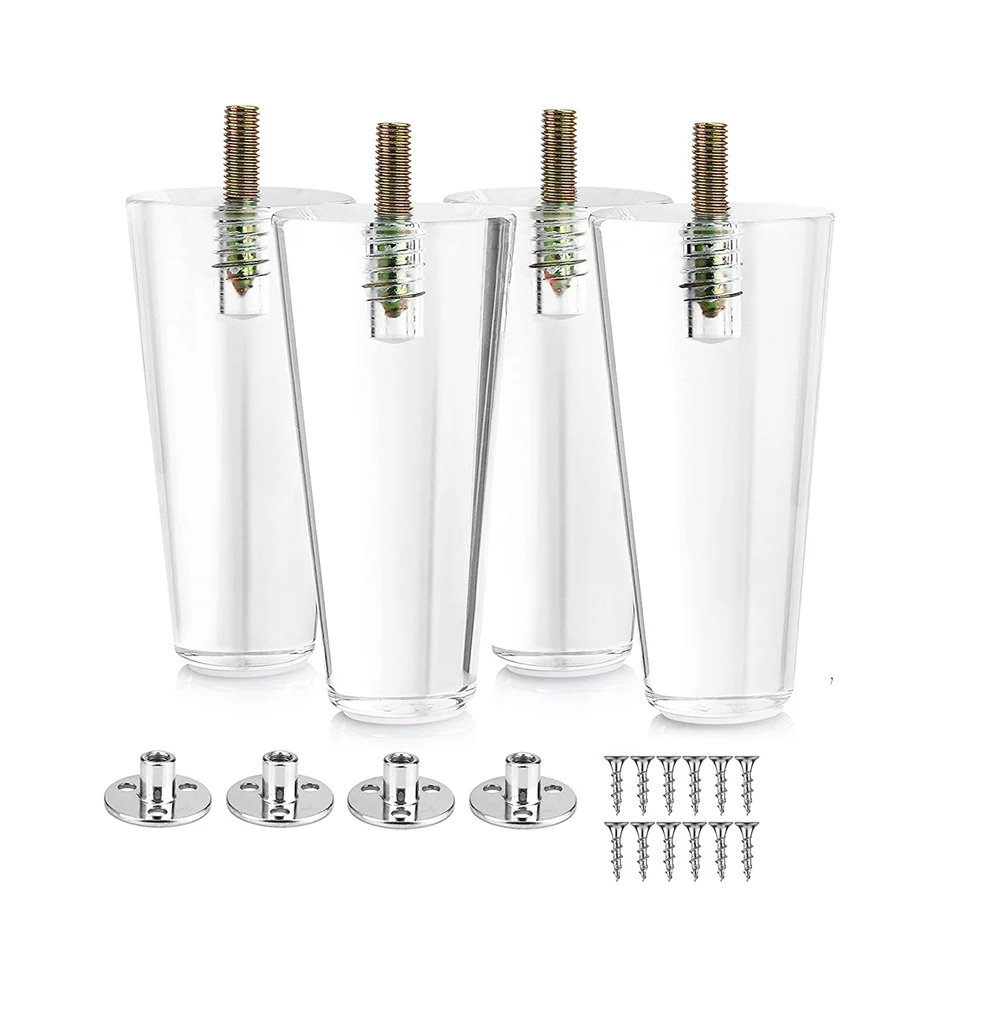 Acrylic Furniture Legs - Mid Century Legs Set of 4 For Couch, Sofa, Chair, Table,Dresser, Bed, Cabinet,Load 600KG