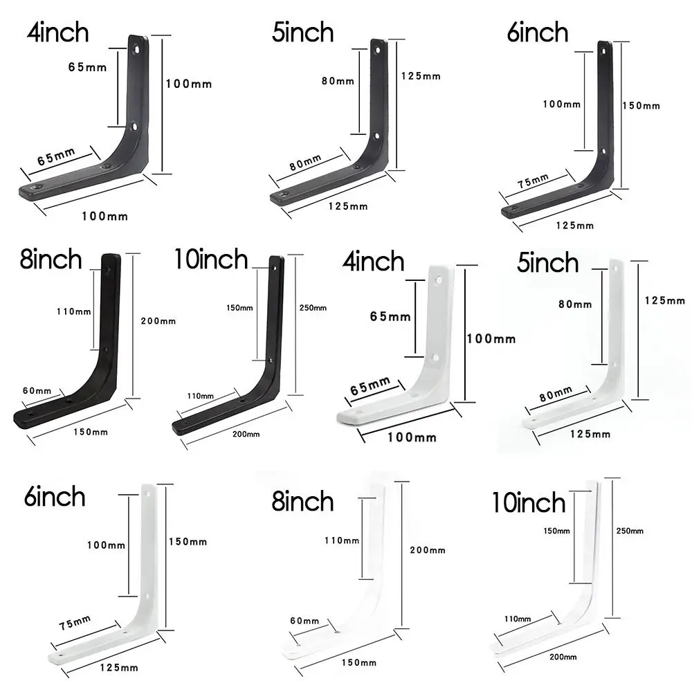 Steel Shelf Support Bracket Black/White Color Adjustable Wall Mounted Heavy Support Bench Table Bracket Triangle Angle Bracket
