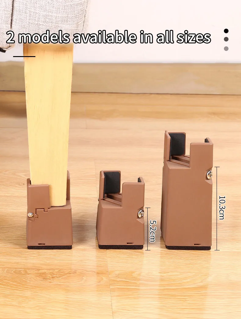 2PCS Adjustable Furniture Chair Feet Riser with Screw Clamp 2 4 Inch Height Heavy Duty Sofa Tables Bed Furniture Risers Square